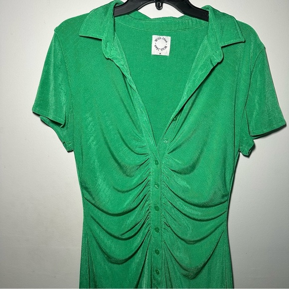 With Jean Alexa Green Button Down Mini Dress Size Medium - Picture 6 of 15